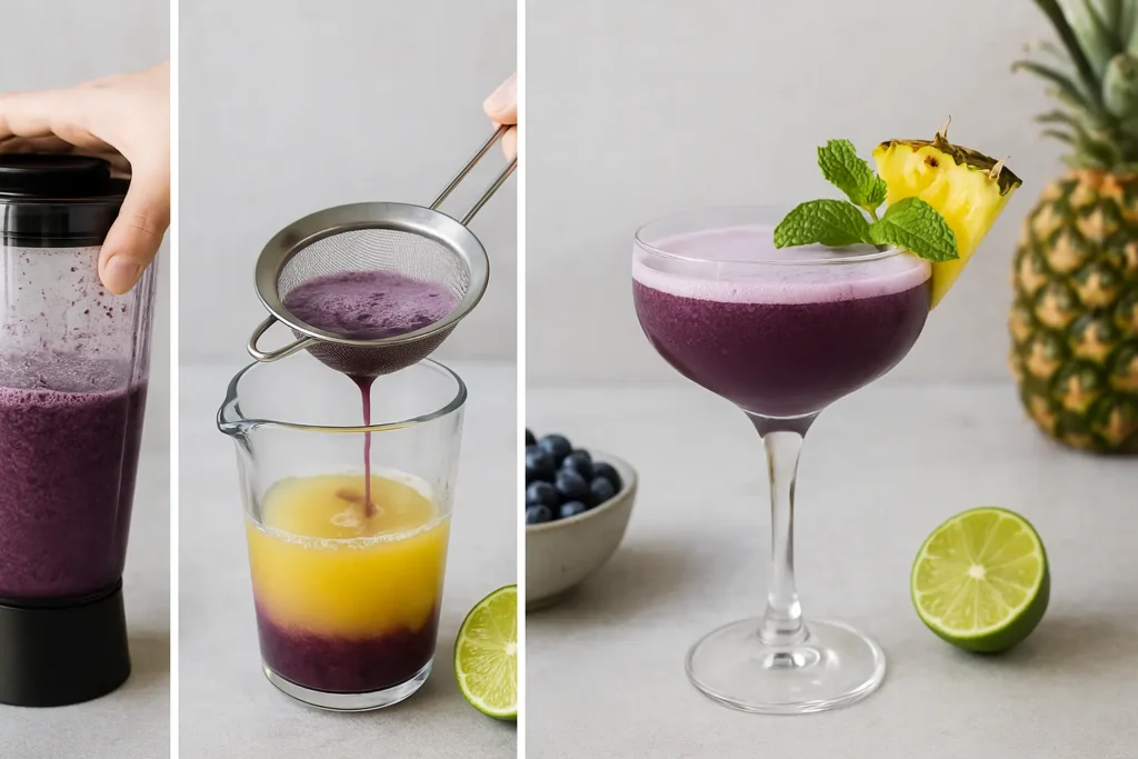 Blueberry Pineapple Tequila Sour step by step guide