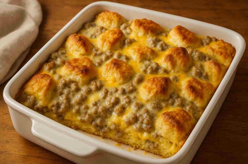 Biscuits and Gravy Breakfast Casserole