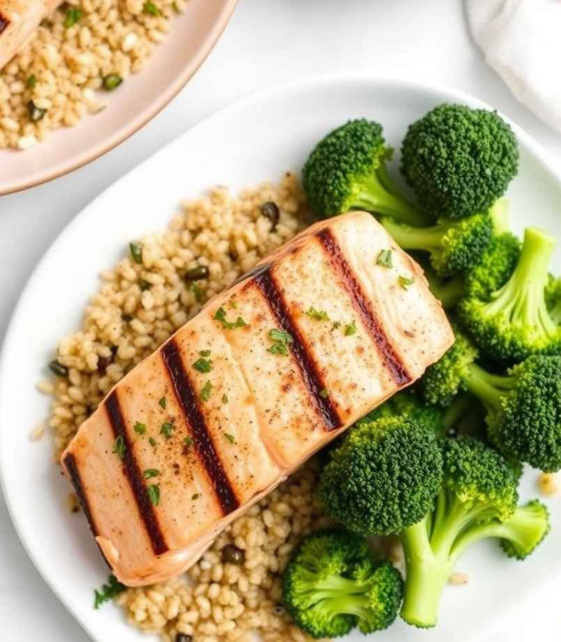 Grilled Salmon with Quinoa & Broccoli