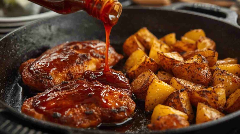 Step-by-Step Cooking Guide of Griddle BBQ Chicken and Potatoes Recipe