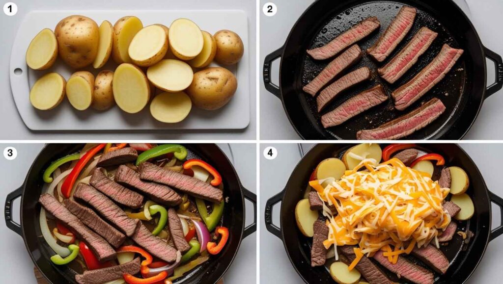 Step-by-Step Recipe – How to Make Cheesesteak Potato Skillet at Home