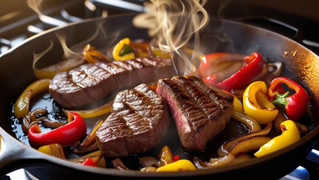 Cooking the Steak and Veggies