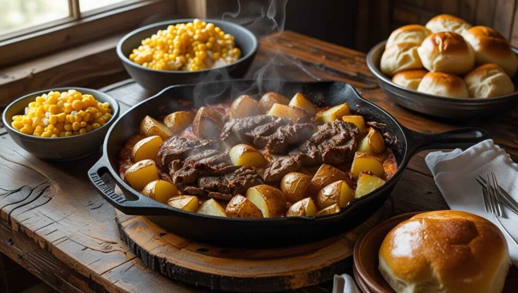 Cheesesteak Potato Skillet Cooking in the Midwest Style