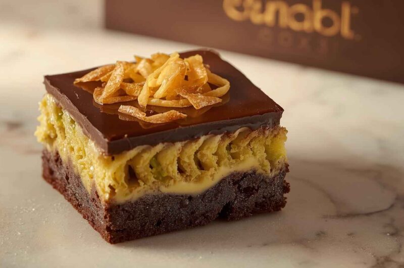 Copycat Crumbl Dubai Chocolate Brownie Recipe