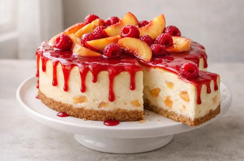 Cheesecake Factory Peach Perfect with Raspberry Drizzle
