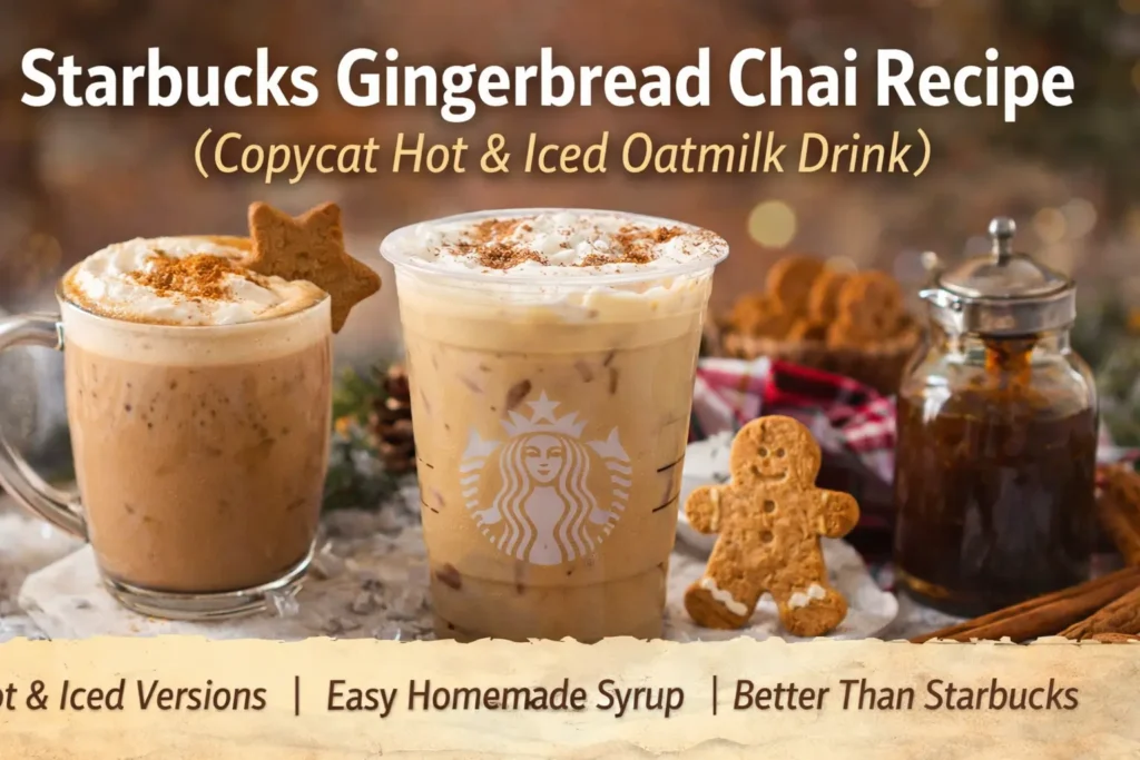 Copycat Starbucks Gingerbread Chai Recipe (Hot & Iced Oatmilk Drink)