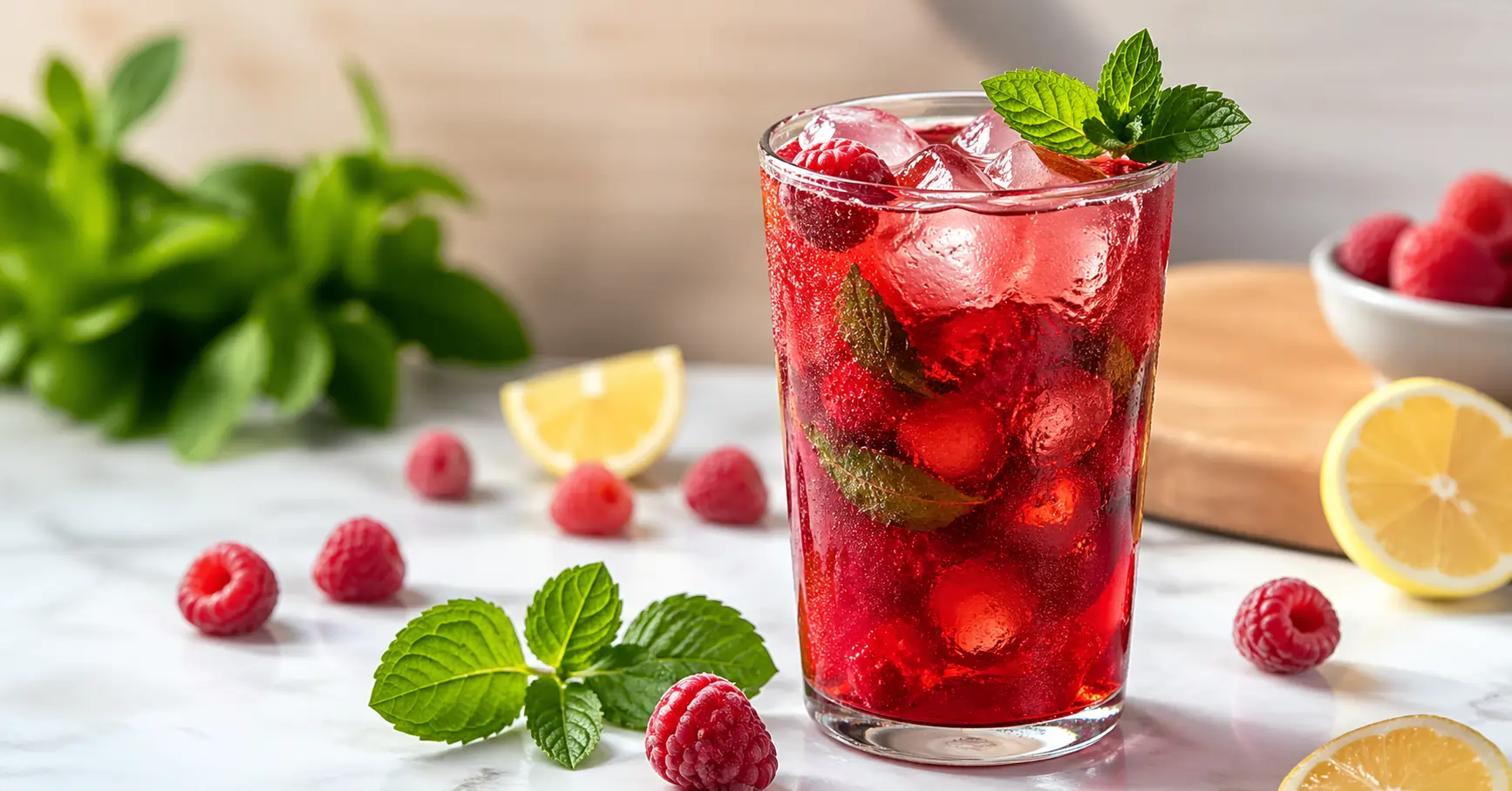 Raspberry Iced Tea with Mint